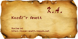 Kozár Anett névjegykártya