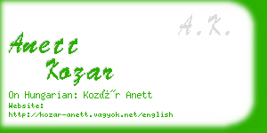 anett kozar business card